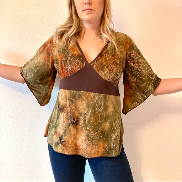 Forest fairy boho y2k bell sleeve blouse - Picture 2 of 7